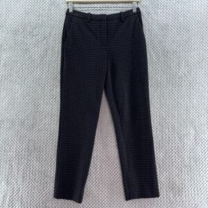 Theory Pants Womens 0 Black Houndstooth Ponte Stretch Slim Straight Mid Rise